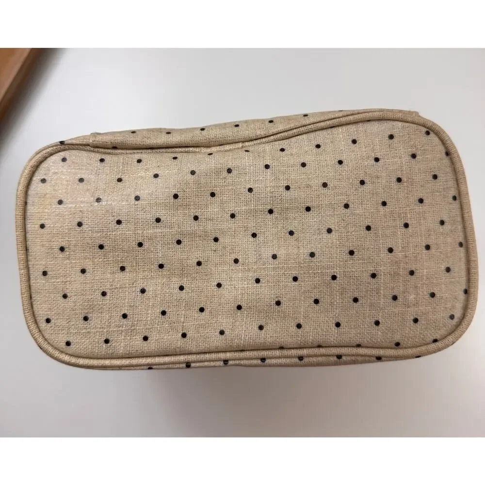 KATE SPADE Out To Lunch Handbag Beige Tone Polka Dots Insulated Lunch Tote Bag